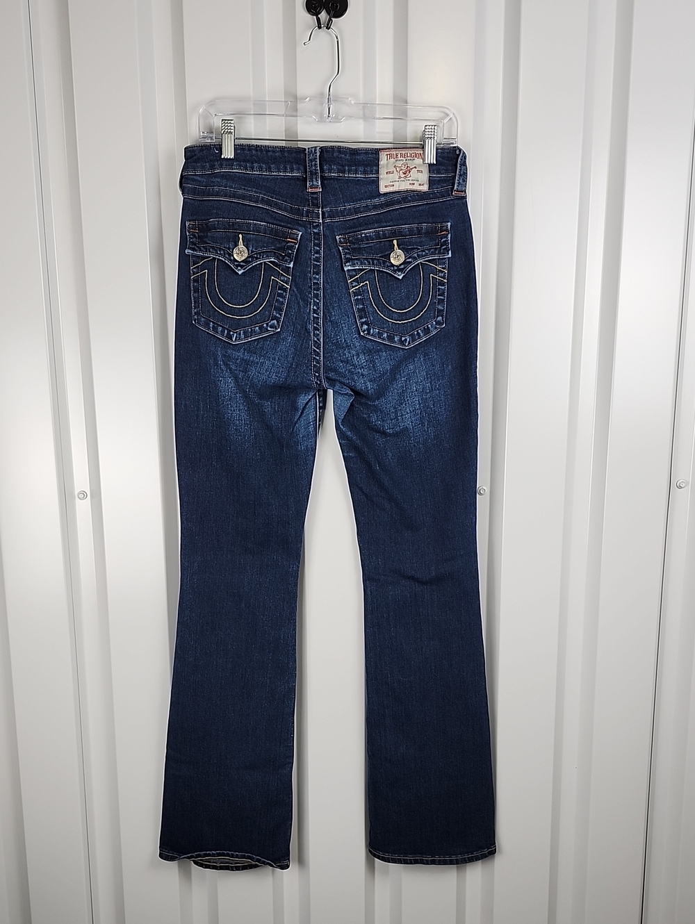 True Religion Bootcut Becca Jeans Mid Rise Flap Dark Wash Sz 30  Cowgirl Indie